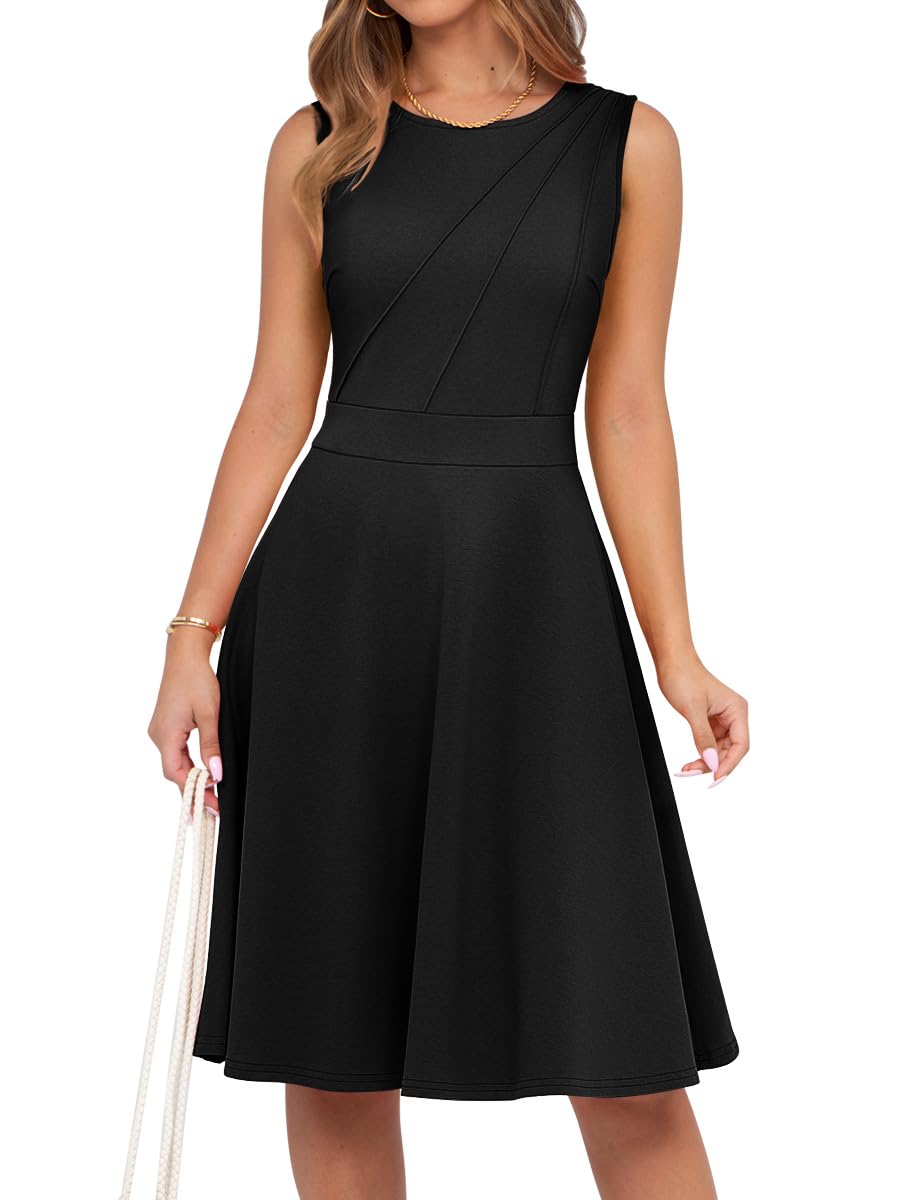 Sureple Womens Summer Cocktail Dresses 2026 Sleeveless Casual Fitted Tank Beach Swing A-Line Sundress
