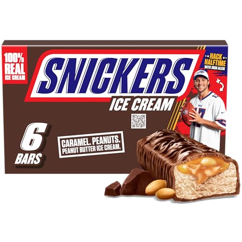 SNICKERS Ice Cream, Chocolate Caramel Peanut Butter Ice Cream Bar...