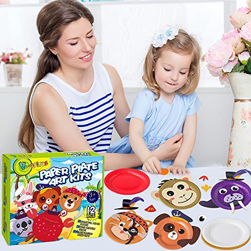 V-Opitos Arts and Crafts Kits for Kids, 12 Pack Paper Plate Crafts, Simple Animal Crafts for Toddler Age of 3, 4, 5 Years Old, Fun Preschool Classroom Activity Project for Boy & Girl - Image 3