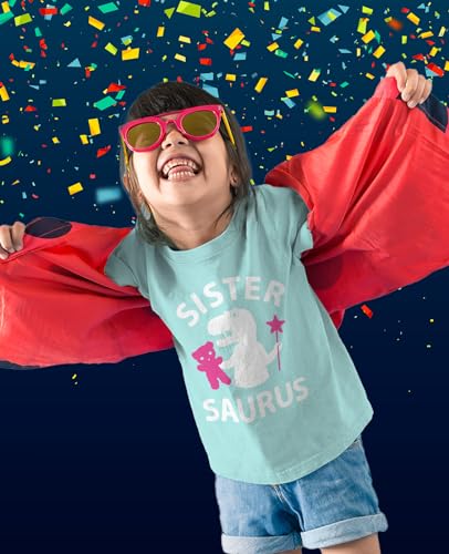 Tstars Trex Saurus Big Sister Shirt Pregnancy Reveal Sibling Girls Kids Fitted T-Shirt2