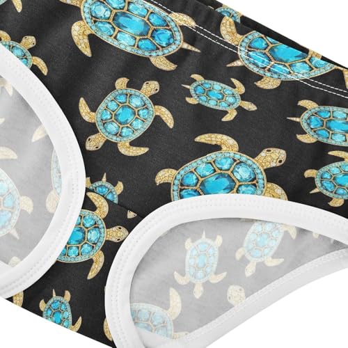 Chic Turquoise Turtles Black Girl Panties Cute Girls Underwear Toddler Cotton Animal Briefs Kids Undies 2t4