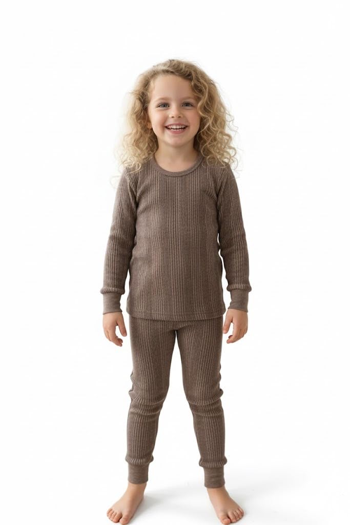 A.T.U.N. (ALL THINGS UBER NICE) Bequemes Thermo-Unterwäsche-Set für Mädchen, weich, warm, langärmelig, Rundhalsausschnitt, Thermo-Top mit passender Hose, gemütliches Winter-Unterziehkleidungsset für
