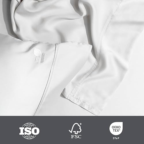 Miniatura 8 de Sábanas 100% de eucalipto austriaco, tamaño Cali-King, 4 piezas, transpirables y refrescantes, bolsillos profundos de 18 pulgadas, ajuste fácil, sin