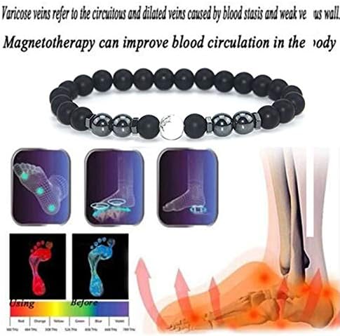 Miniatura 7 de Tobillera de obsidiana negra antihinchazón, 4 piezas de tobillera de obsidiana negra hinchable, pulsera de cuentas de obsidiana para hombres y