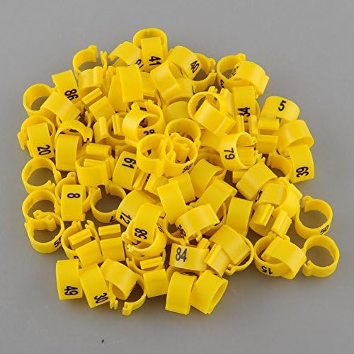 Prepare2Live 100 Numbered Chicken Leg Bands (yellow) 441