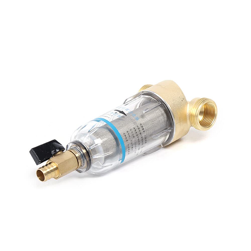 Prefiltro per l'acqua in acciaio inox, filtro fine lavabile da 20 mm (G1/2), filettatura esterna, filtro di risciacquo, corpo in ottone e acciaio inox, filtrazione di acqua di rubinetto/acqua di pozzo