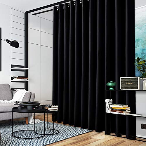 Image of RYB HOME Blackout Room Divider Curtains Thermal Insulated Energy Efficiency Noise Reduce Verical Blinds for Living Room Bedroom Dining Sunroom Basement Wall Divider, 1 Pc, Black, W 20ft x L 8ft