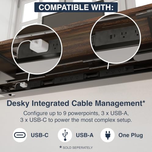 Image of Desky Dual Hardwood Sit Stand Desk Maple 48 inch Matte Black