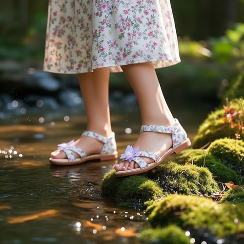 THEE BRON Toddler Girls Butterfly Floral Sandals – Comfy Sparkle Shoes for Play & Summer Adventures3