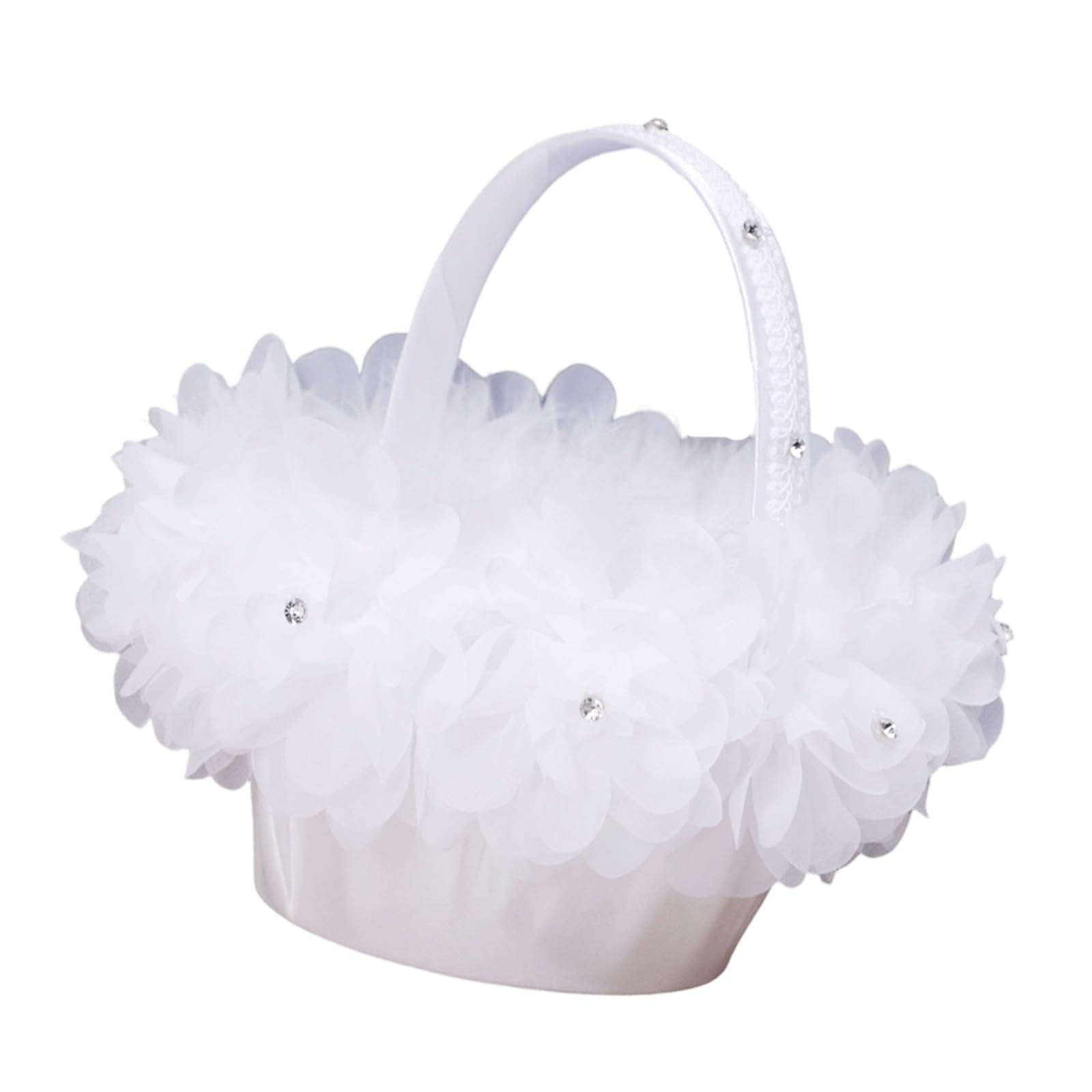 Crystal Wedding Basket for Flower Storage Lightweight Fabric Decorative Petal Scattering Basket Ribbon for Bridal Accessories