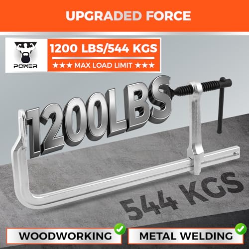 Image of HORUSDY 4PCS Heavy-Duty Bar Clamps, 12-Inch F Bar Clamps with 1200LBS Strong Clamping Force, Drop-Forged Steel Frame, Smooth Adjustment for Woodworking, Metalworking, Welding, DIY, and Garage Projects