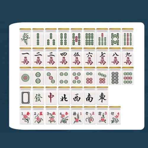 Set Chino de Mahjong 36mm con 144 Fichas y Bolsa portátil miniatura 7