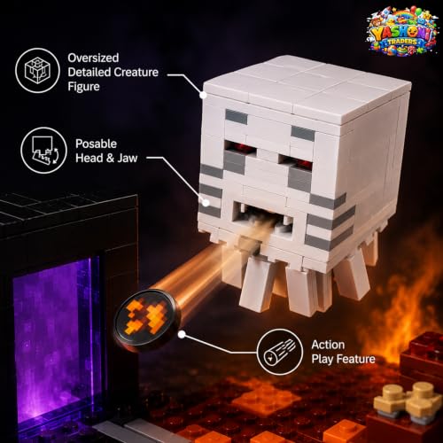 Image of Yashoni Building Blocks Toy Set for Kids | DIY STEM Construction Bricks with Mini Figures, Creative Models & Educational Play Set| Blocks Game (476, CubeCraft Ember Realm)