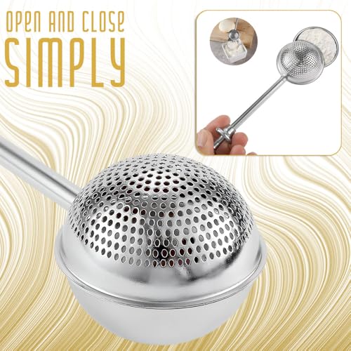 304 Stainless Steel Flour Shaker with Long Handle – Ideal for Icing Sugar, Cocoa, and Spice Dusting for Home Bakers - Image 3
