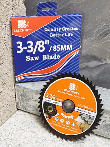 HSS Circular Saw Blade 3 3/8inch - BRSCHNITT 5pcs 44T 3/5"-3/8" Bore Cutting Discs for Cutting Wood, Copper, Aluminum, Plastic and Soft Metal — view 6
