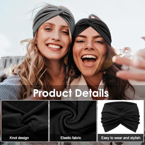 Image of MAYCREATE 2Pcs Wide Head Band for Women, Stylish Headband Hair Bands for Women, Stretchy Turban Twisted Knot Bandanas Sweatbands for Daily, Street Style, Sport, Face Care