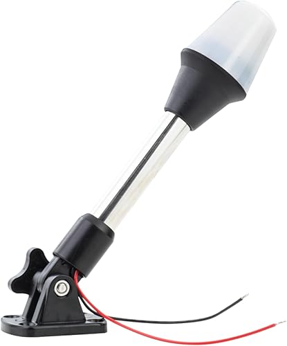 Pactrade Marine Luces de navegación para barcos Luz LED blanca de popa de 9.5 pulgadas (montaje en superficie, base plegable) Accesorios de barco