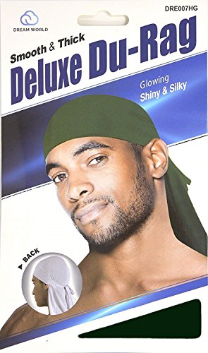 Dream Deluxe Du-Rag Green 3 Pack Smooth & Thick, Stretchable, Wrinkle Free, 100% Polyester