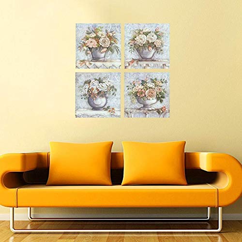 Mixed Flowers in a vase 4 Piece Canvas Art, Canvas Mural, Canvas