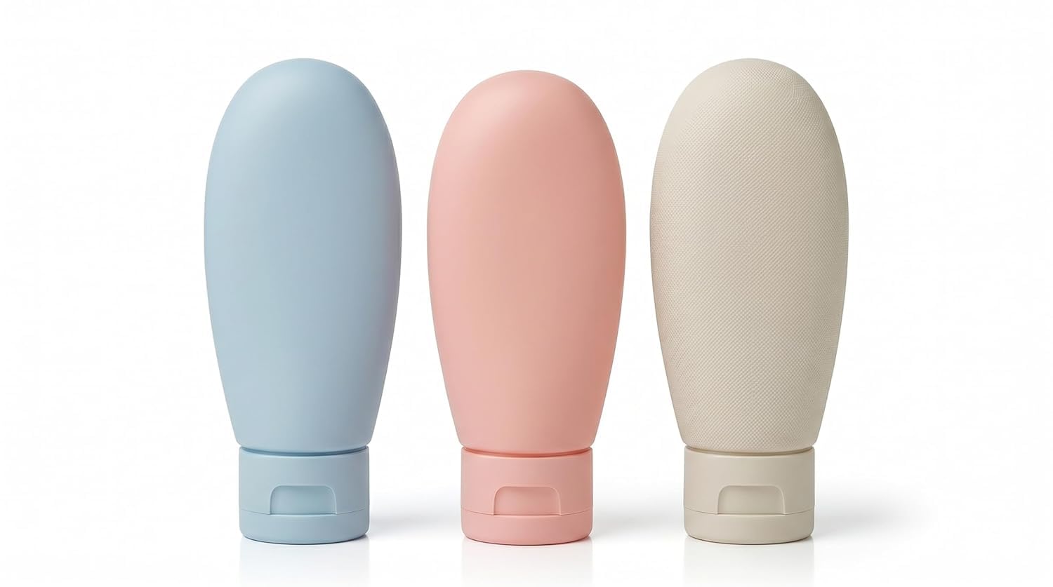 ozcan premium silicone travel bottles set of 3, 60ml | leakproof refillable squeeze containers with clear travel pouch for shampoo, conditioner, lotion & cosmetics.