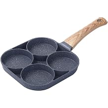 4 Holes Egg Omelet Frying Pan Multifunction Breakfast Burger Hamburger Steak Non Stick Cooker Pancake Maker with Wooden Handle Kitchen Utensil