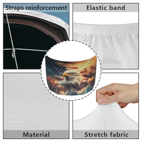 Image of US Flag Eagle Hood Cover for Compact Cars SUV Trucks Minivan, 59x39 Inch Stretchable Car Hood Wrap Blankets, Waterproof Automotive Decorative Accessories