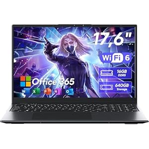 jumper 17.6 Inch Laptop Computer with Office 365, 16GB RAM 640GB Storage, N95 CPU, Windows 11, WiFi 6, Bluetooth 5.2, Backlit Keyboard, Portable Thin Business Student Laptops for Work, School, Travel