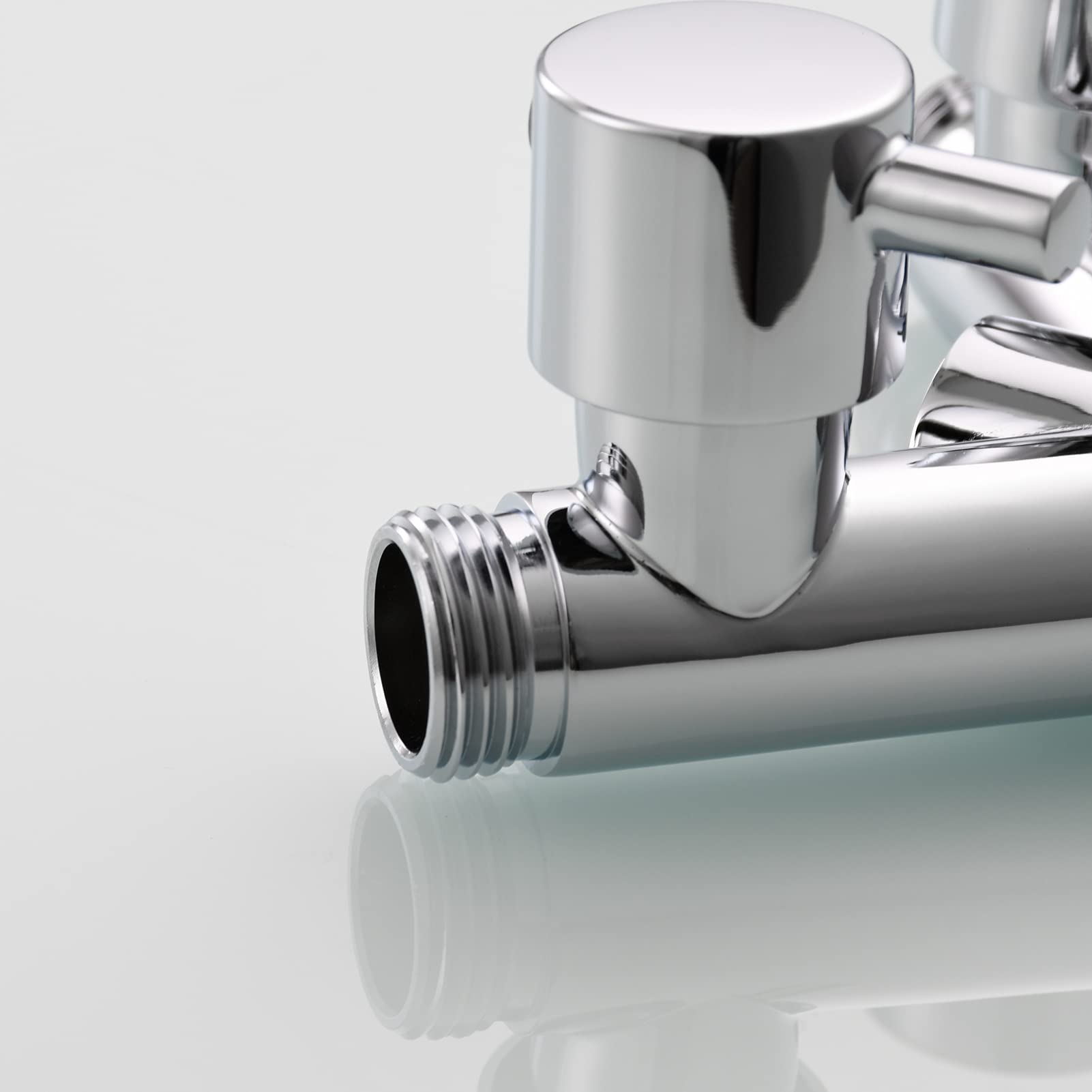 Tecmolog Messing Umstellventil Dusche Absperrventil 2 Wege Y Verteiler 1/2 Zoll für Brauseschlauch und Duschkopf, Chrom, DSF014A