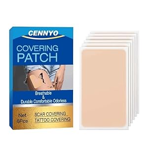 Tattoo-Cover-Up Waterproof-Sweatproof-Sticker-Patch Ultra-Thin-Patch-for-Tattoo-Scar-and-Birthmarks Tattoo-Cover-Up-Tape-for-Light-Skin-Tone, 6 Count (Pack of 1)