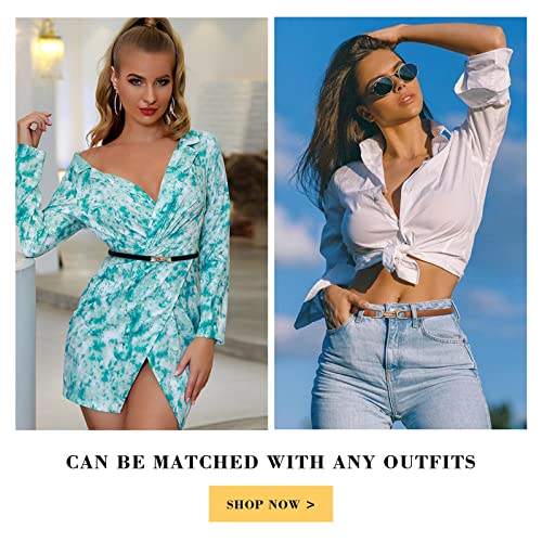 Vonmelli 2 Pack Women's Leather Skinny Belt For Dress Adjustable Thin Waist Belt For Ladies Black+Brown #TOP2