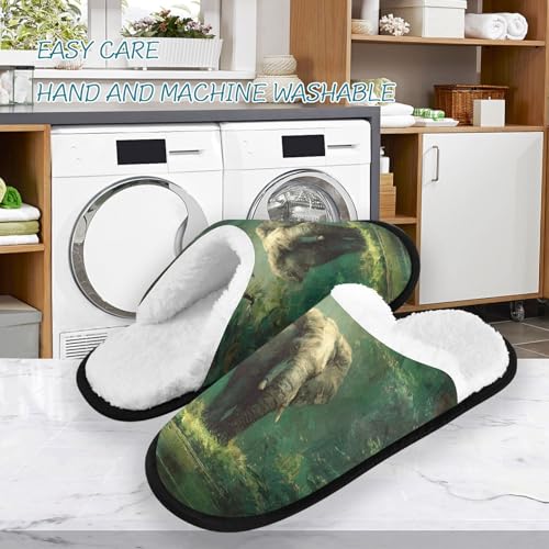 Elephant Cartoon Green Forest Slippers For Women Men Soft Memory Foam Non-Slip Animal Winter Indoor House Shoes Travel Slipper3