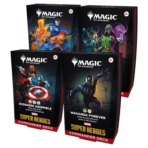 Magic: The Gathering | Marvel Super Heroes Commander Deck Bundle - Includes All 4 Decks (Avengers Assemble, Wakanda Forever, The Fantastic Four, Doom Prevails)