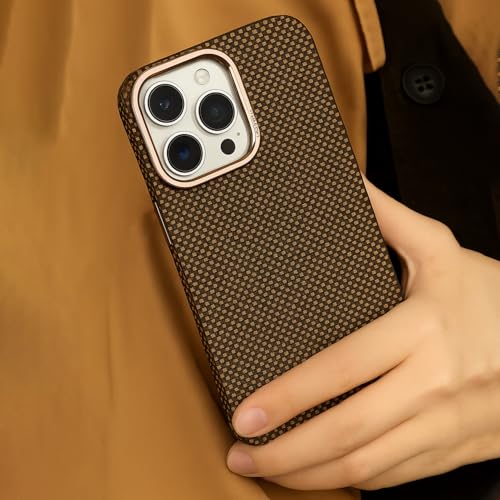 Image of AIBEX Aramid Fiber Mag-Saf Case Compatible for iPhone 16 Pro | Slim Protective Back Cover with Built-in Magnets | Wireless Charging Support | Camera Ring Stand | Shockproof with Air Guard Corners