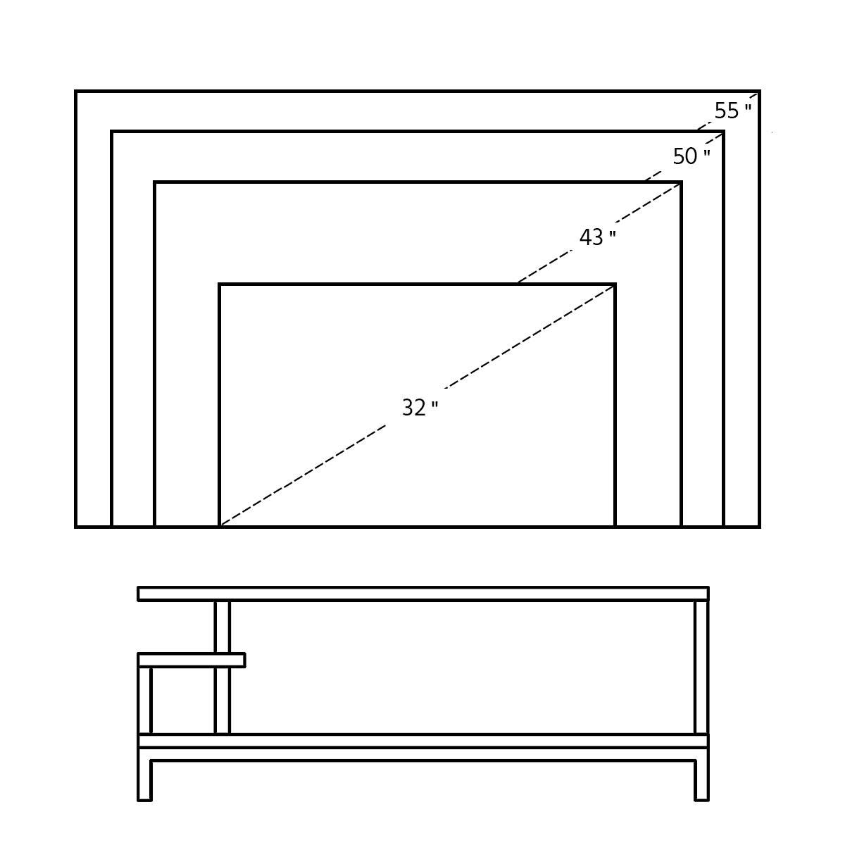 Yaheetech TV Lowborad Fernsehschrank TV-Schrank mit Ablage Industrie-Design Fernsehtisch für Fernseher bis zu 55 Zoll