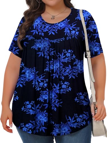 womens plus size tops tunic short sleeve crew neck shirts casual soft blouse 1x-5x