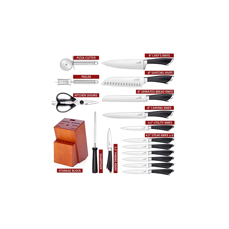 Knife-Block-Set-for-Kitchen-E-far-17-Piece-High-Carbon-Forged-Stainless-Steel-Knife-Set-Includes-Chef-Utility-Paring-Steak-Serrated-Bread-Santoku-Knife-Sharpener-Full-Tang-Design Knife Block Set for Kitchen, E-far 17-Piece High Carbon Forged Stainless Steel Knife Set Includes Chef Utility Paring Steak Serrated Bread Santoku Knife Sharpener - Full Tang Design