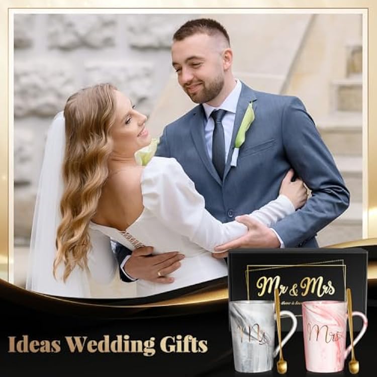 Linkax Wedding Gifts for Couples 2026, Mr and Mrs Coffee Mug His and Hers Bride to Be Bridal Shower Gifts, Useful Christmas Anniversary Engagement Present for Couple Newlyweds Husband Wife