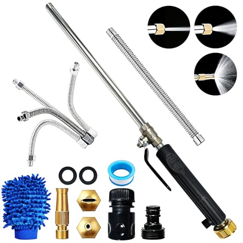FainFun Lance Haute Pression, Tête Haute Pression Tuyau Arrosage, Buse à Haute, Pistolet Arrosage (6, Noir)