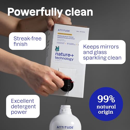 attitude window amp mirror cleaner ewg verified plant- amp mineral-based vegan amp streak-free glass spray citrus zest scent 271 fl oz