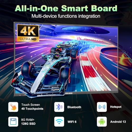 Image of COOLHOOD 75 inch Smart Board, 4K UHD Touchscreen Interactive Digital Whiteboard Display, Electronic All-in-One Computer for Classroom Office Home Business w /Open App Ecosystem (Board & Wall Mount Only)