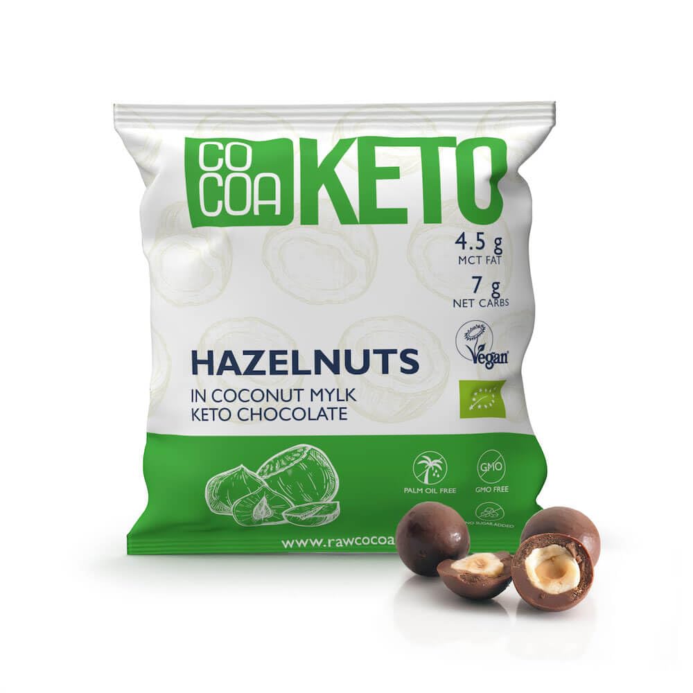 CO COA Noisettes au Chocolat Céto Coco BIO 7 X 70g - Sans Gluten, Lait de Coco, Bonbons Sans Sucre - Collation Faible en Glucides avec Huile MCT - Idéal pour Régime KETO et Vegan