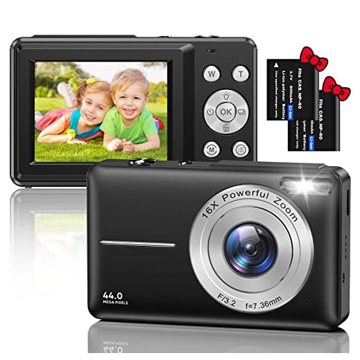 Cámara Digital de Fotos, 1080P 44MP HD, Cámara Compacta, 2,5 Pulgadas Recargable con Zoom 16X para Niño,Adulto,Adolescentes,Niñas(Negro)