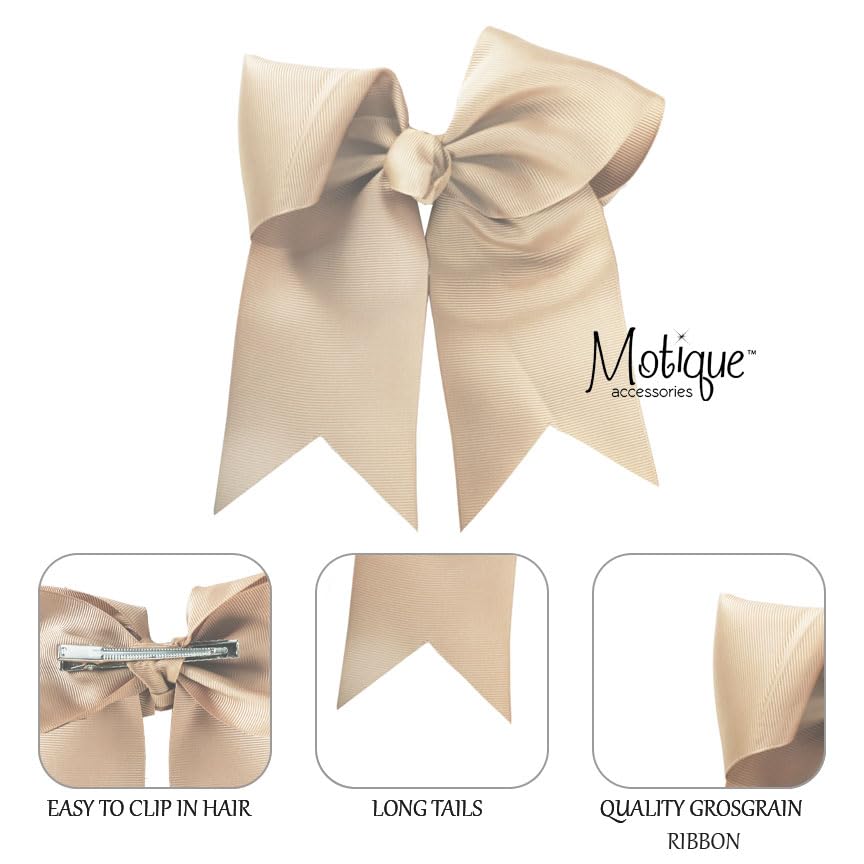 Riesige Schleifen-Klammer mit Schweifen, beige – Ansicht 4