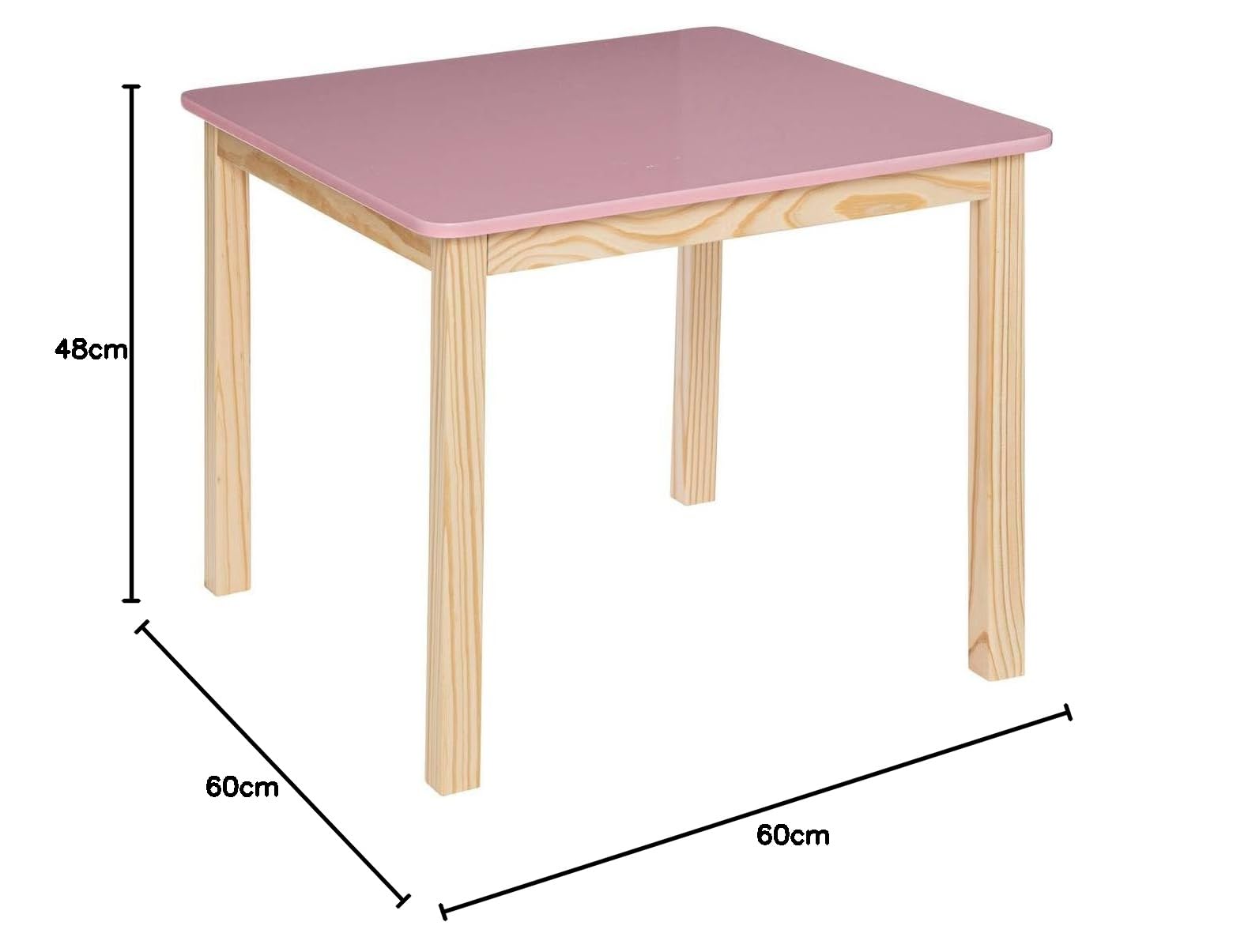Table carrée pour Enfant en Bois Rose et Naturel H 54.5 cm - Atmosphera