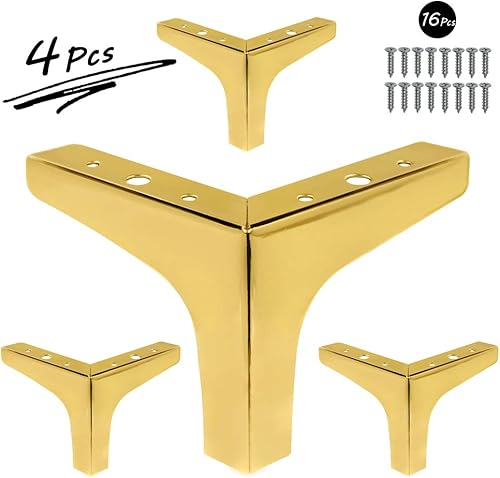 Miniatura 8 de Patas para muebles, patas de metal dorado de 5 pulgadas para muebles, patas de mesita de noche resistentes para mesa, armario, sofá, silla (paquete