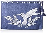 Mit einer aufwändigen Kolibri-Stickerei verziert und aus reiner Jute gefertigt, wird diese Clutch zu einem ganz besonderem Blickfang.