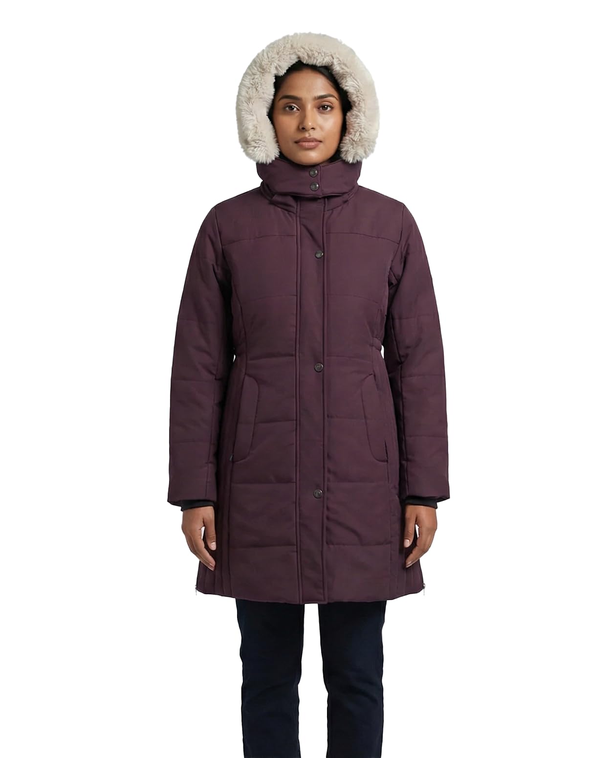 sofknit Women’s Thermal Jacket – Advanced Triple-Layer Winter Coat with Fleece Lining, Detachable Hood, Water-Repellent Shell – Outdoor Warm Jacket for -20°C, Black/Wine/Peach (M–5XL)-picture-39