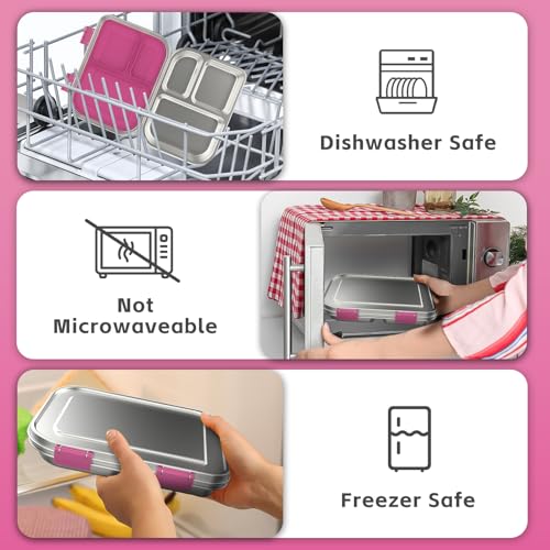 BOSEDSANG Stainless Steel 3-Compartment Bento Box