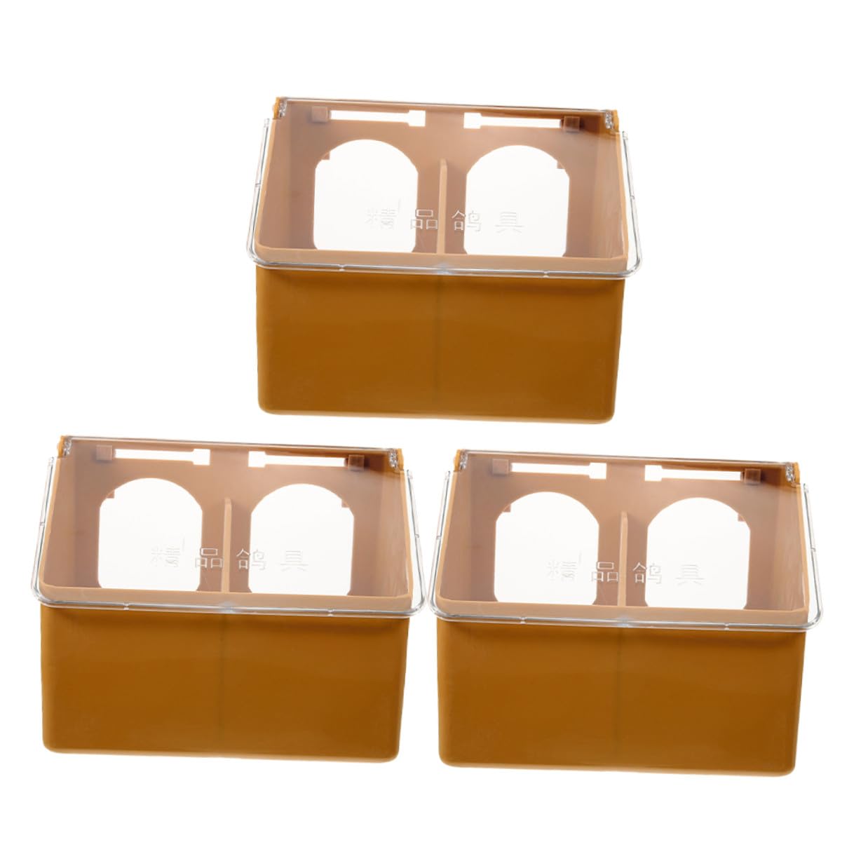 SHINEOFI 3 pièces Boîte Mangeoire à Suspendre pour Perroquets avec Couvercle Distributeur Alimentaire Double Compartiment Plastique pour Cage à Oiseaux Accessoire Pratique Antigaspillage