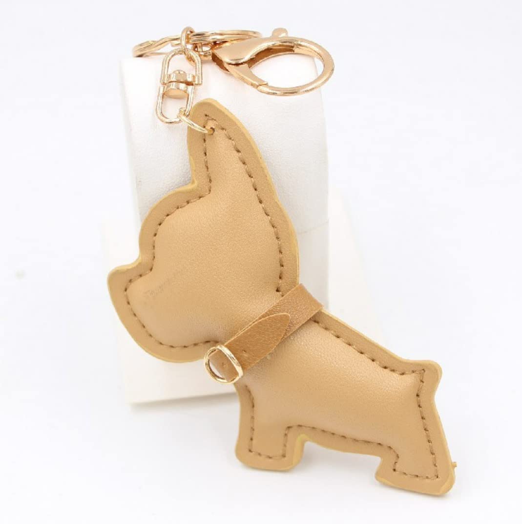 Porte-clés cuir chien et animal pendentif sac dames pour clé de voiture coloris A